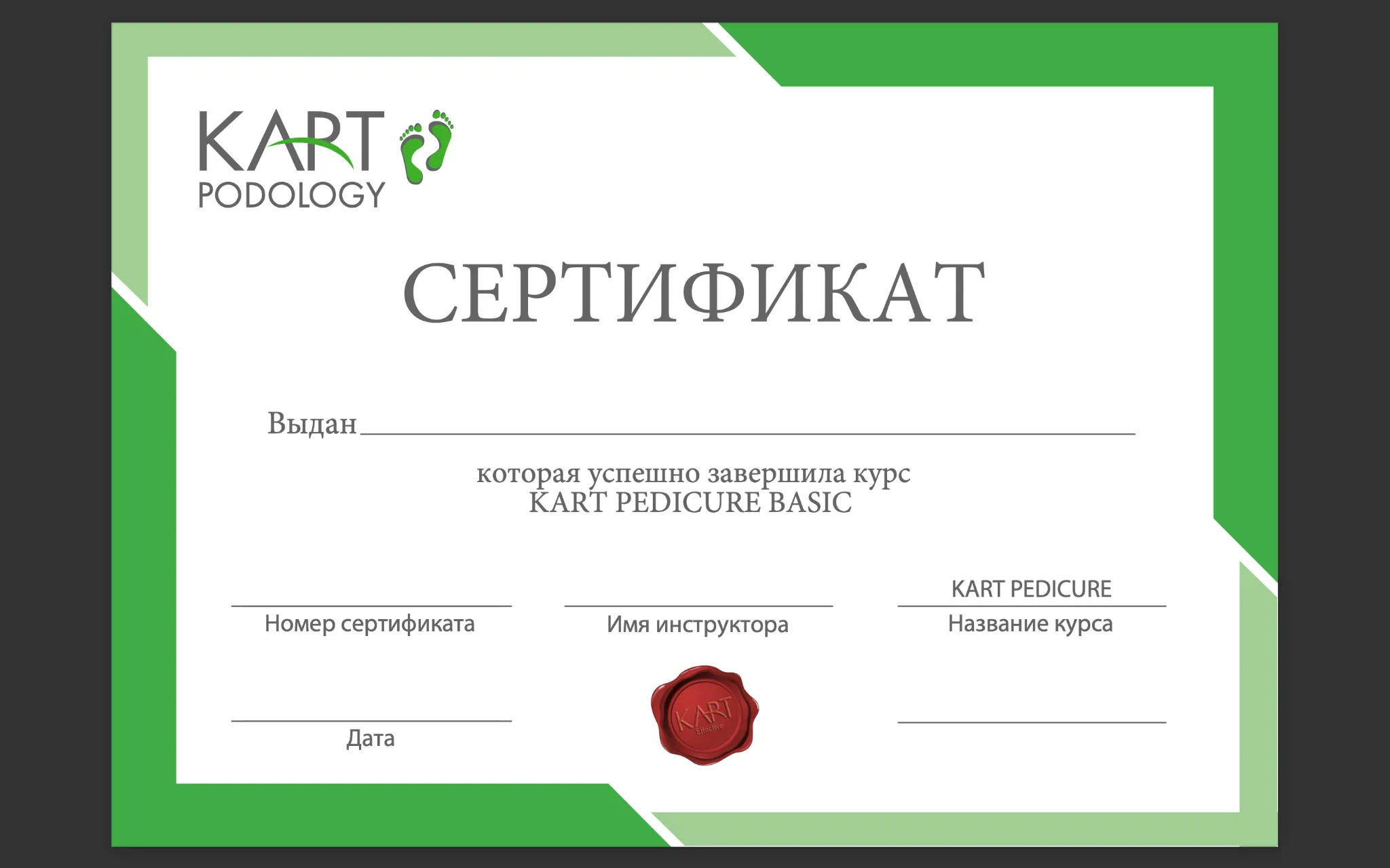 Международный именной сертификат мастера KART